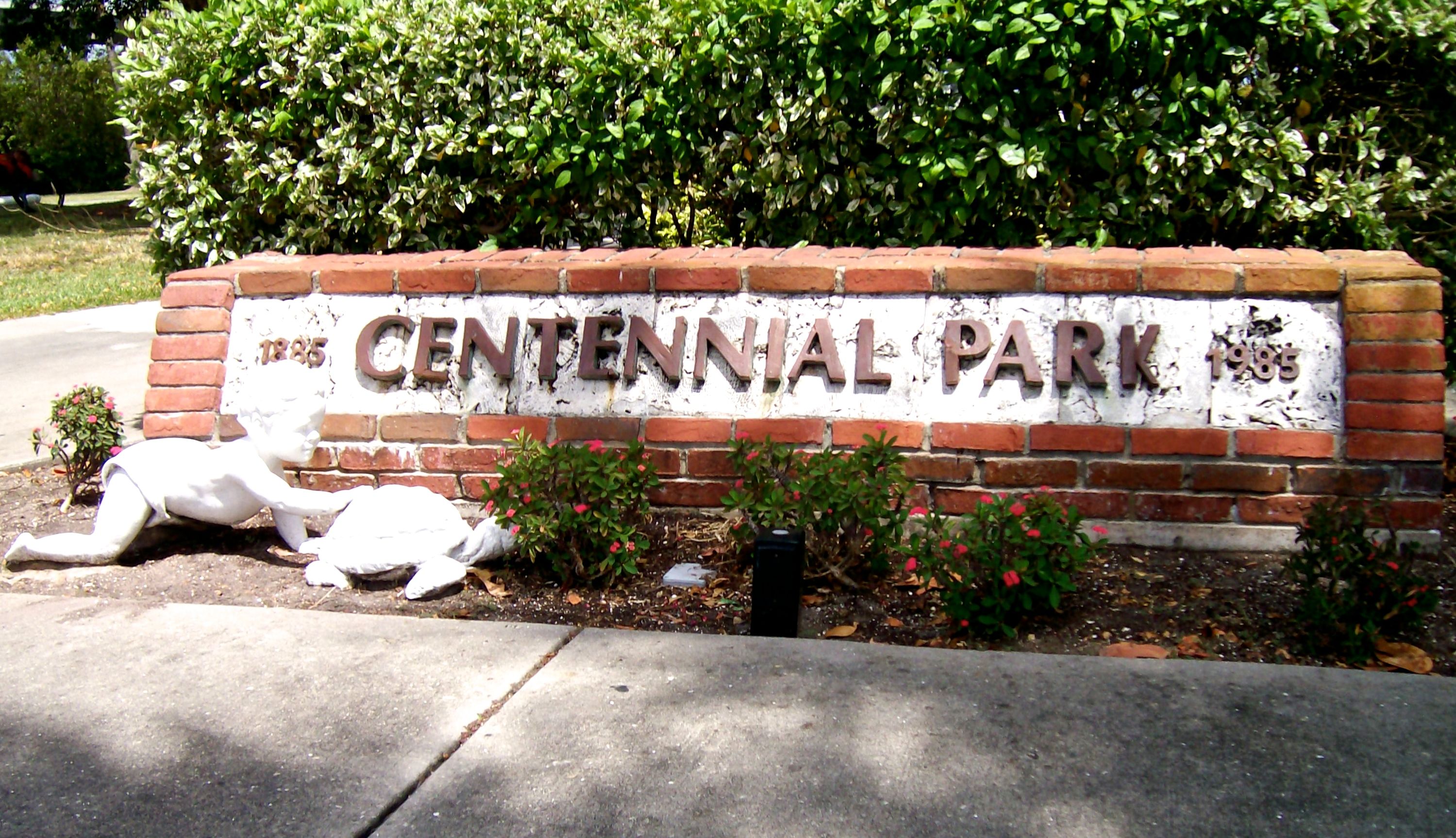 Sign for Centennial Park in Fort Myers, Florida